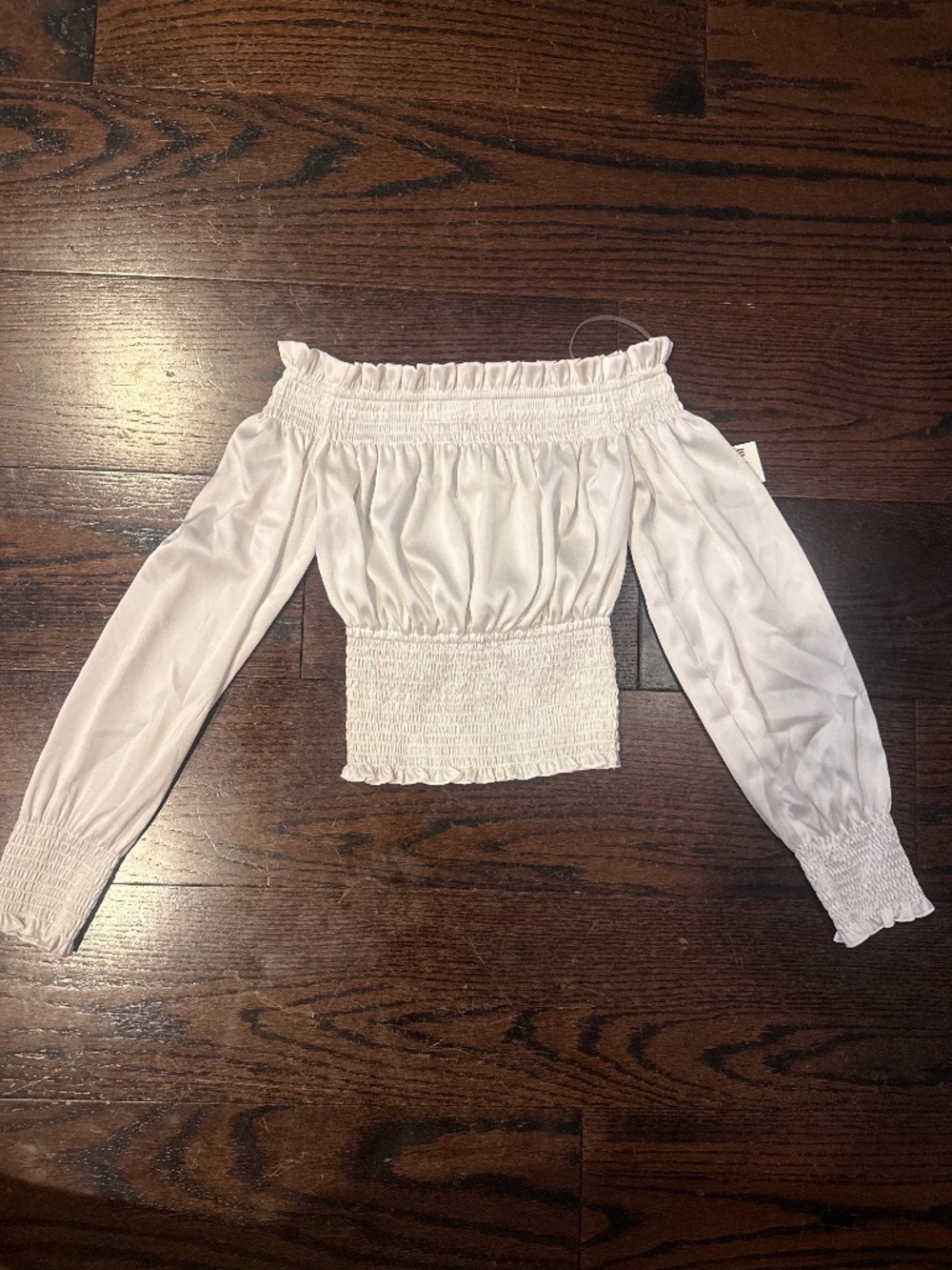 Bar III Off Shoulder Smocked semi cropped Blouse